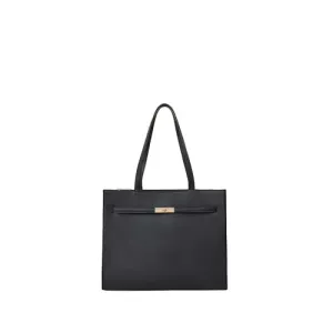 Accessorize London Women's Black Metal twist-lock tote Bag