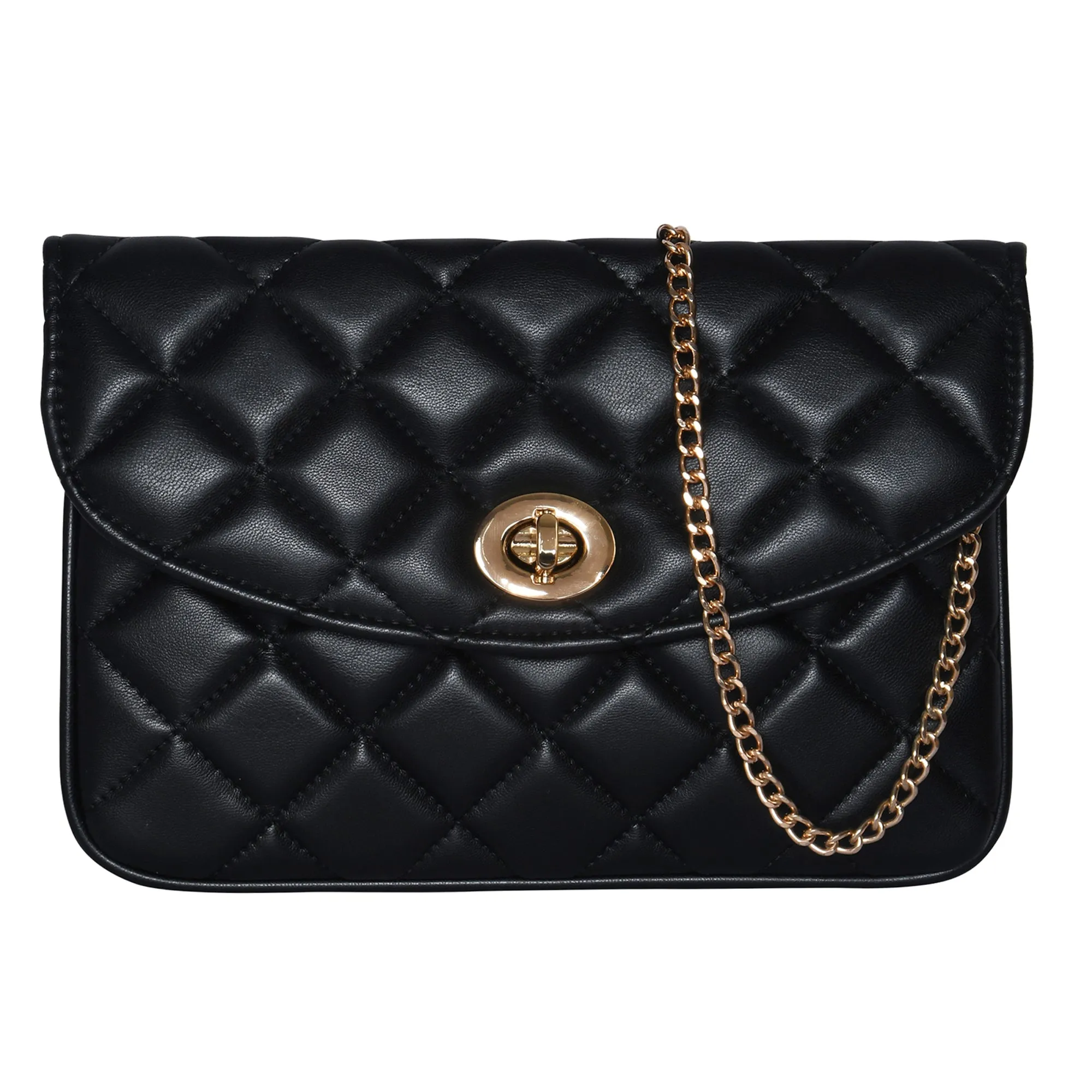 Accessorize London Women's Black Quilted Clutch