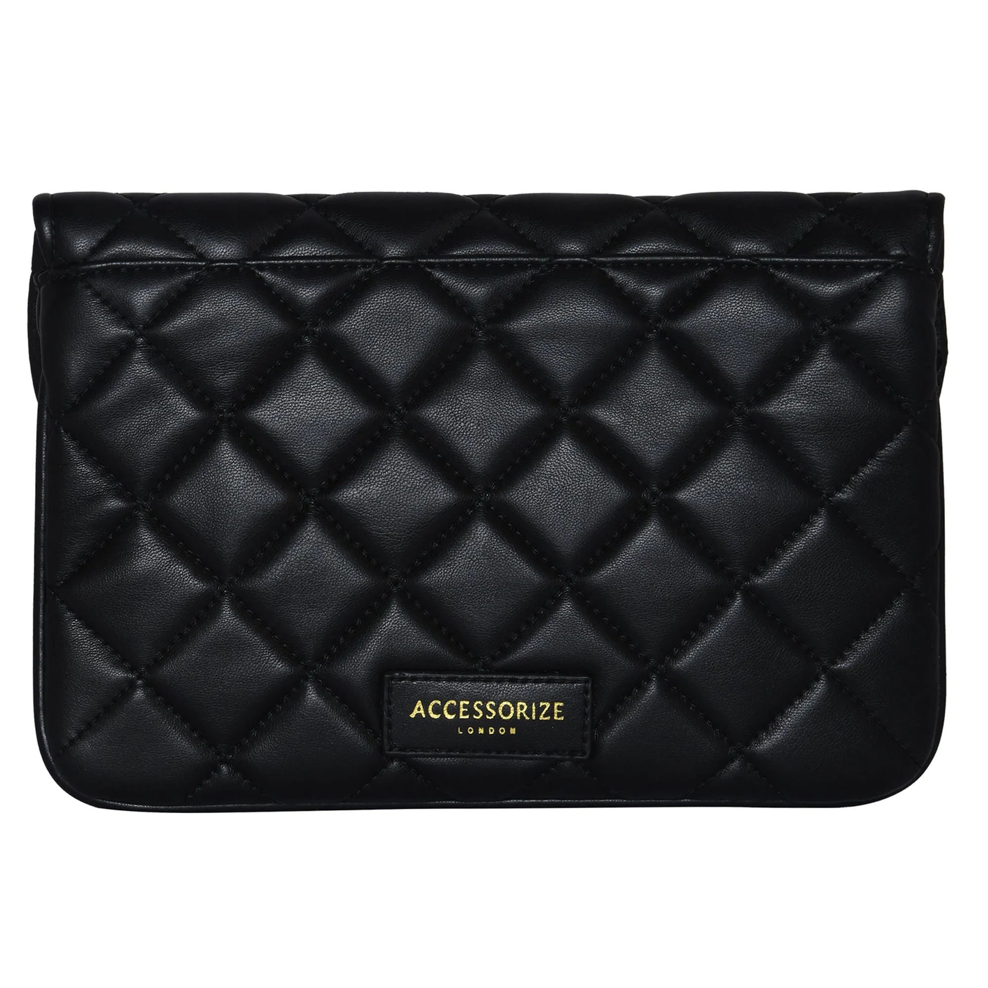 Accessorize London Women's Black Quilted Clutch