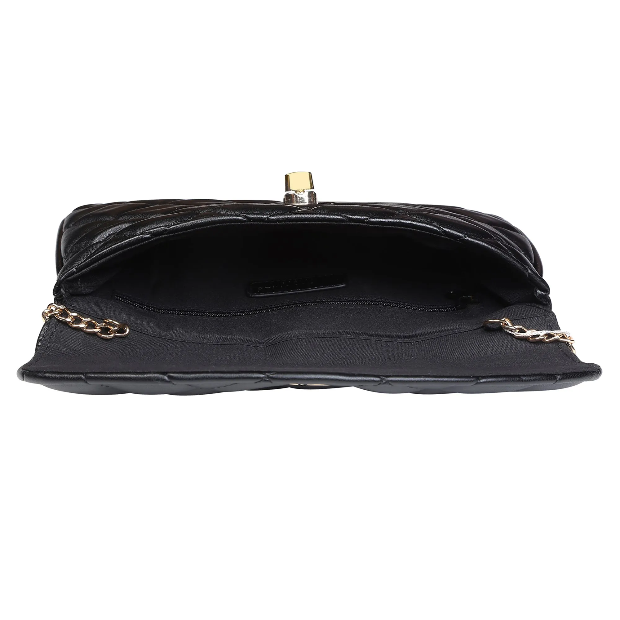 Accessorize London Women's Black Quilted Clutch