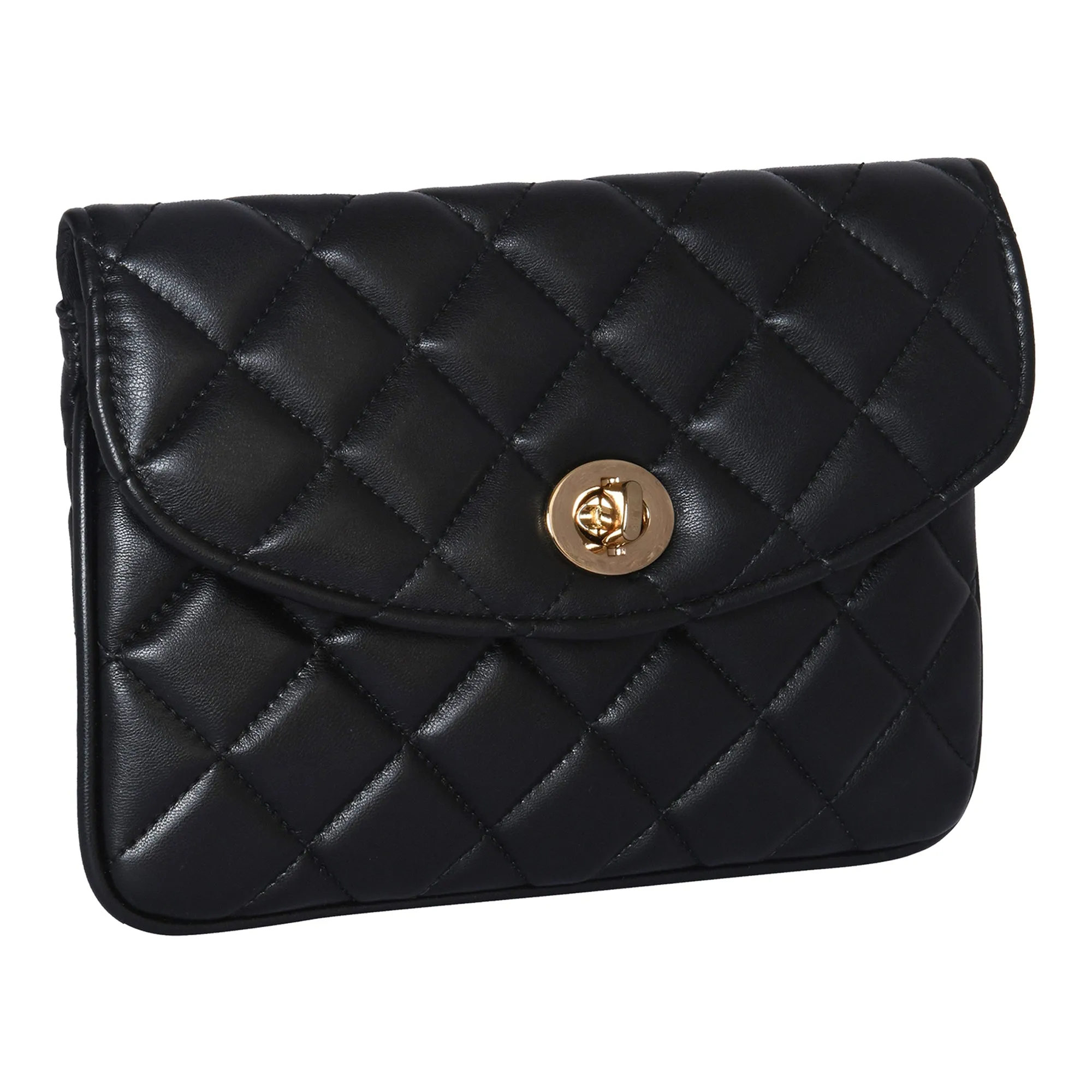 Accessorize London Women's Black Quilted Clutch