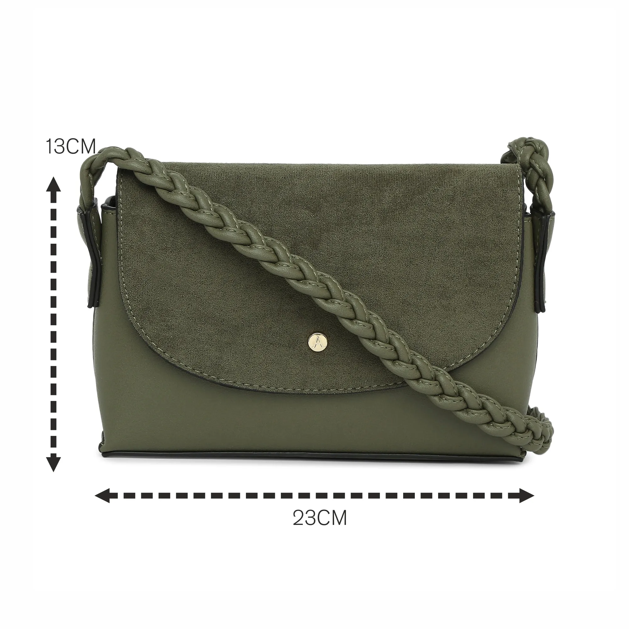 Accessorize London Women's Faux Leather Khaki Pia Plaited Sling Bag