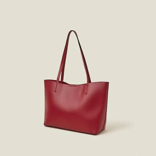 Accessorize London Women's Red Faux Leather Tote Bag