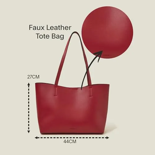 Accessorize London Women's Red Faux Leather Tote Bag