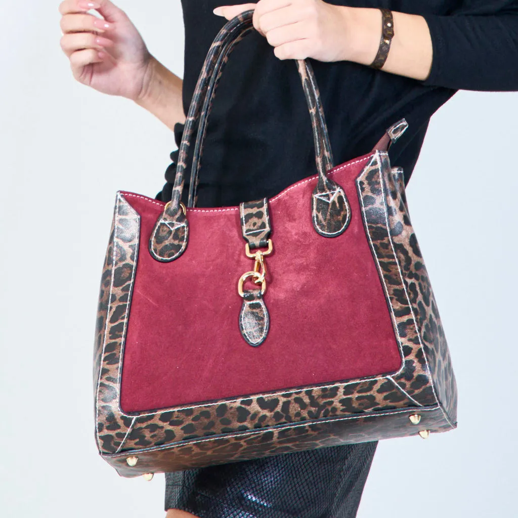 Animal print trim tote bags wholesale