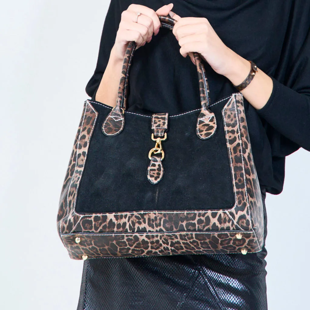 Animal print trim tote bags wholesale