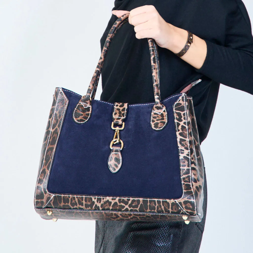 Animal print trim tote bags wholesale