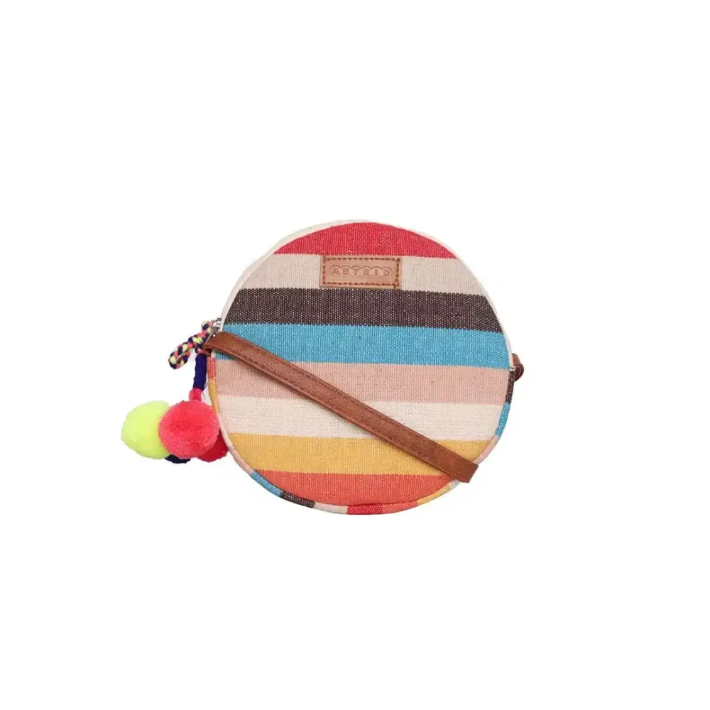 ASTRID Round Textured Sling Bag For Girls (Multicolor)