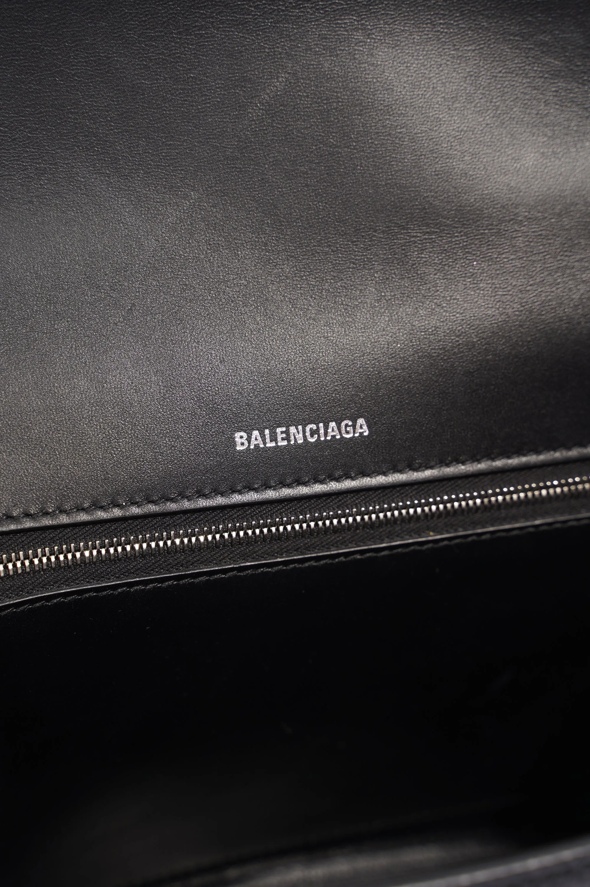 Balenciaga Womens Hourglass Black Leather Medium