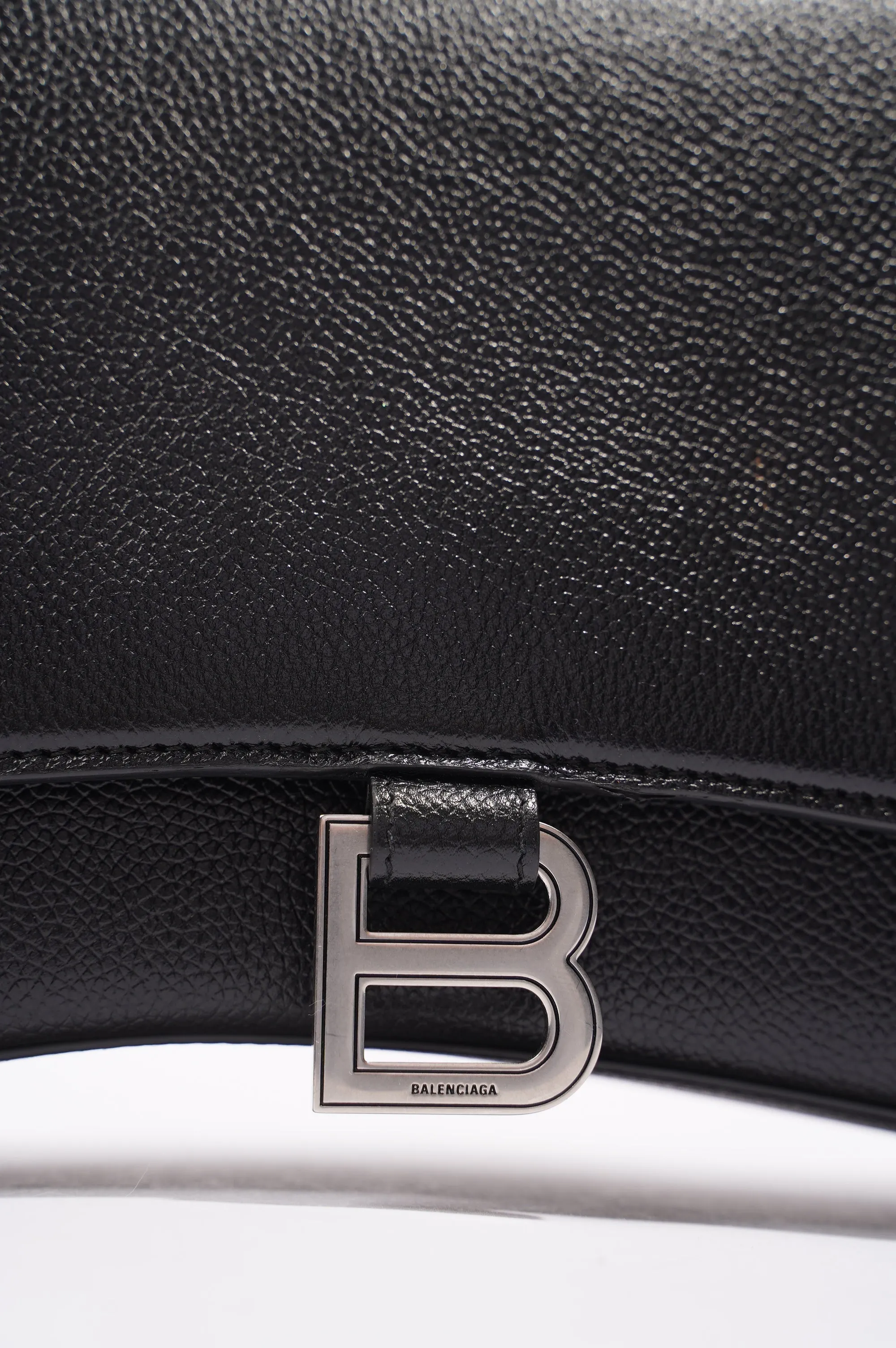 Balenciaga Womens Hourglass Black Leather Medium