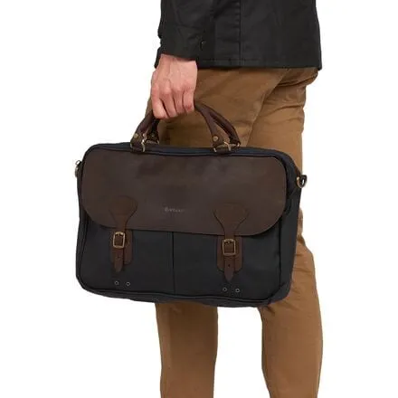 Barbour 4L wax leather briefcase, navy