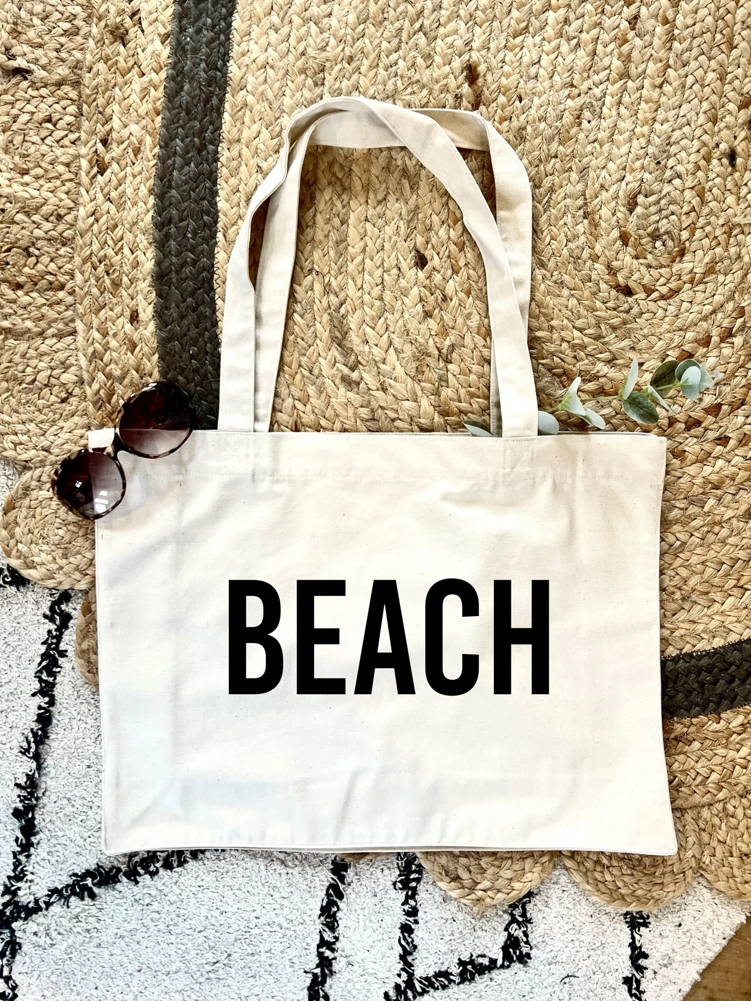 BEACH Bold Large Neutral Beach Bag