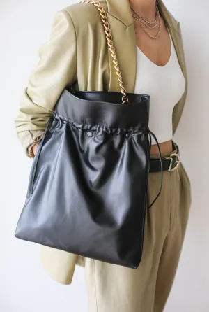 Black Large Soft Leather Bag