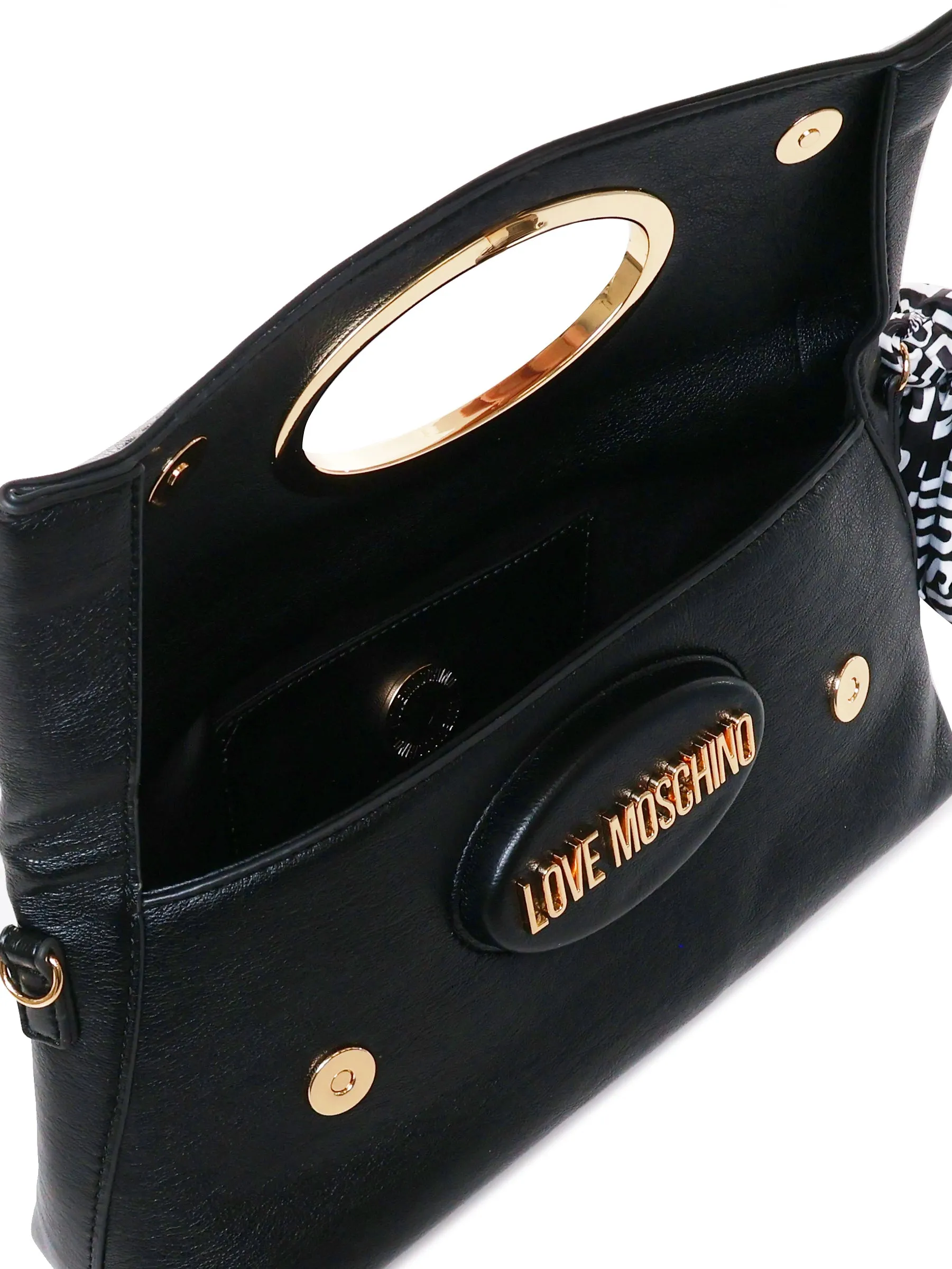 Black Shoulder Bag with Scarf