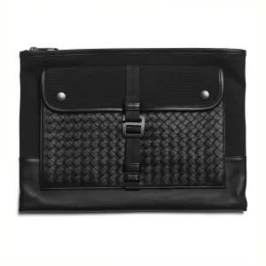 Bottega Veneta Intrecciato Leather & Canvas Clutch