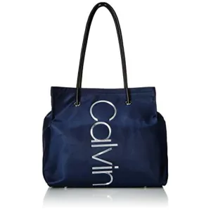 Calvin Klein Mallory Nylon North/South Vertical BrandIng Tote In Navy - H8JBE8XR