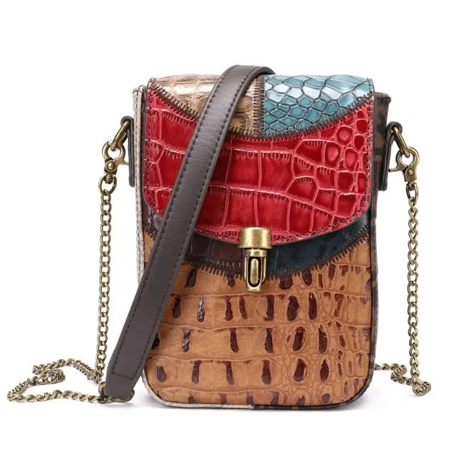 ChicGlam Multicolour Chain Leather Crossbody Bag