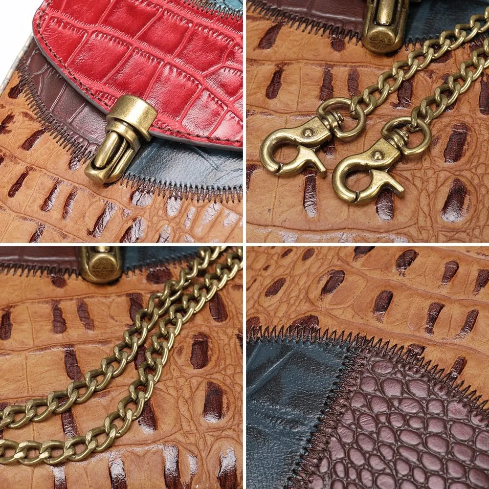 ChicGlam Multicolour Chain Leather Crossbody Bag