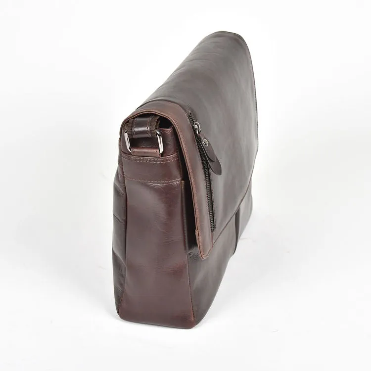 Cotehele Prestige Brown Leather Messenger Bag