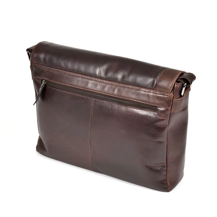 Cotehele Prestige Brown Leather Messenger Bag