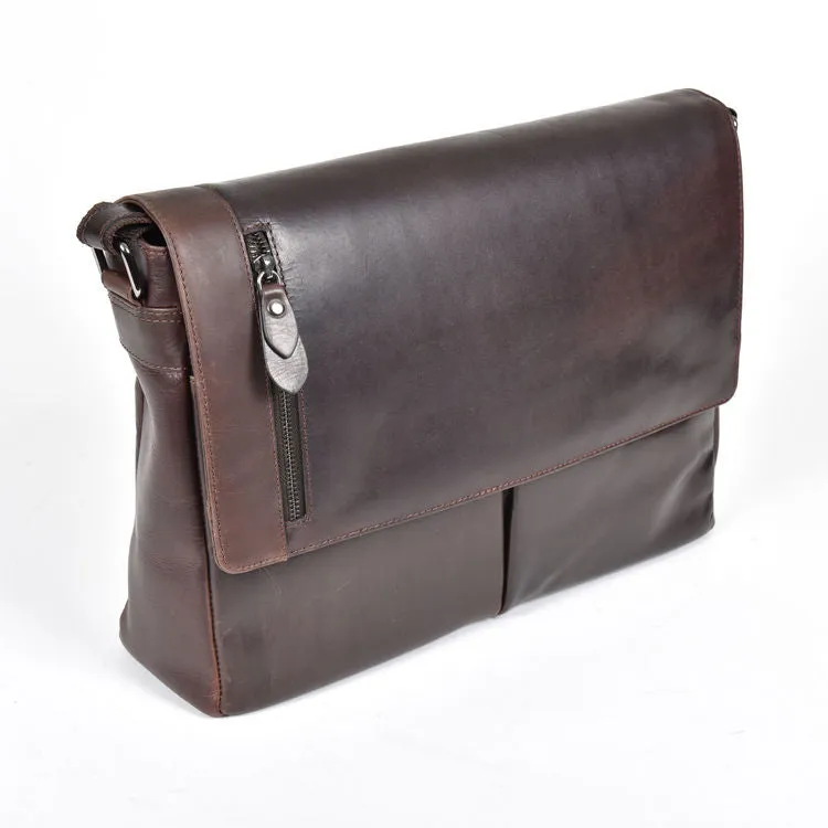 Cotehele Prestige Brown Leather Messenger Bag