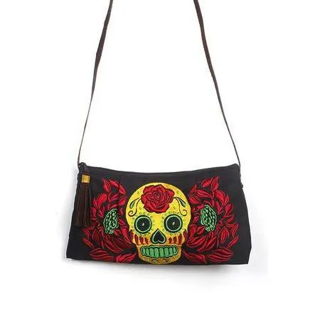 Culturas Sugar Skull Crossbody Embroidered Bag - Thailand