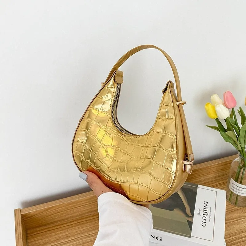 Darianrojas PU Leather Women Luxury Designer Handbag Purses Fashion Vintage  Double Zipper Half Moon Crescent Hobos Shoulder Bags