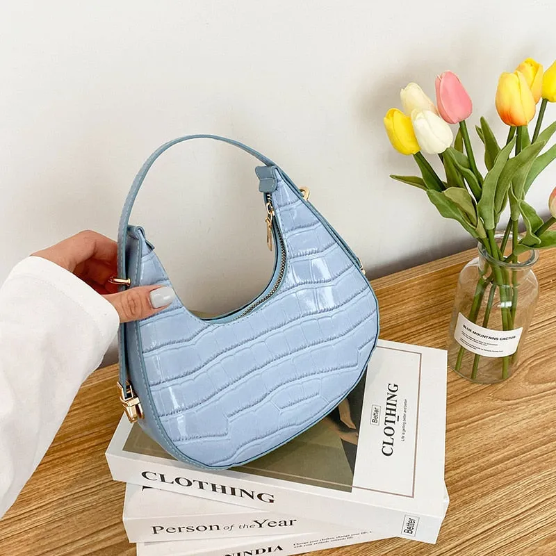 Darianrojas PU Leather Women Luxury Designer Handbag Purses Fashion Vintage  Double Zipper Half Moon Crescent Hobos Shoulder Bags