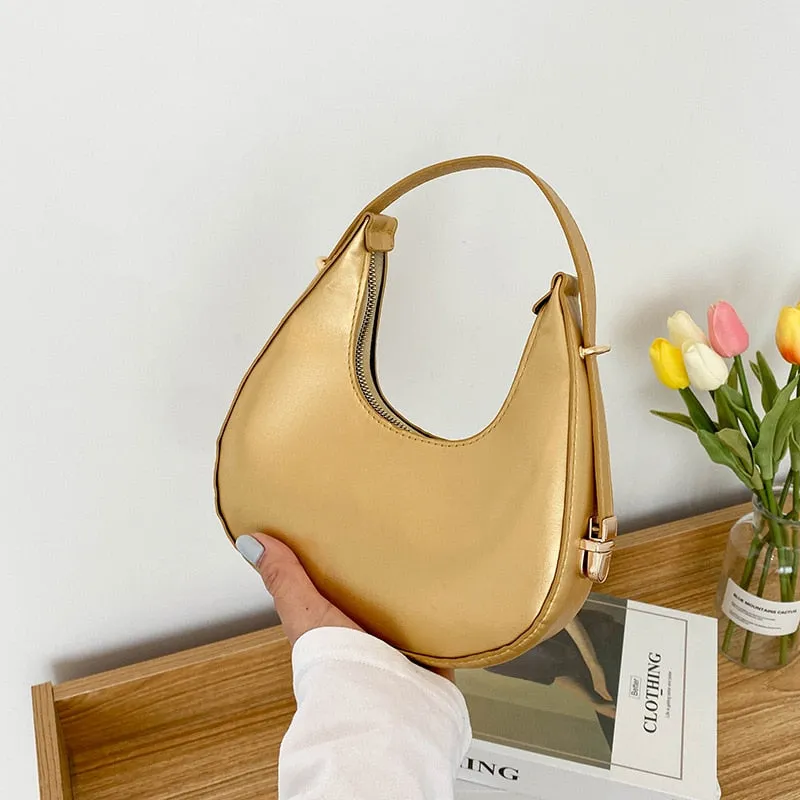 Darianrojas PU Leather Women Luxury Designer Handbag Purses Fashion Vintage  Double Zipper Half Moon Crescent Hobos Shoulder Bags