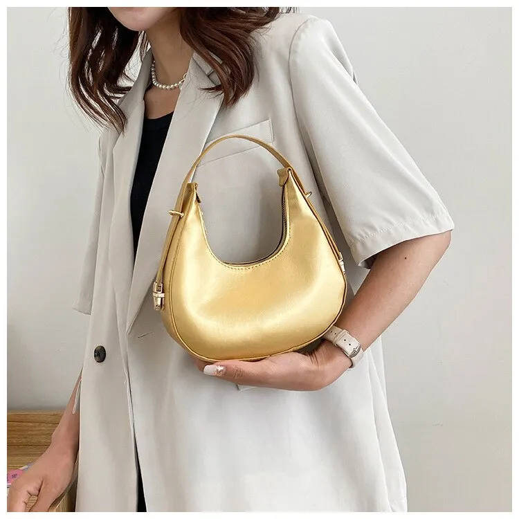 Darianrojas PU Leather Women Luxury Designer Handbag Purses Fashion Vintage  Double Zipper Half Moon Crescent Hobos Shoulder Bags