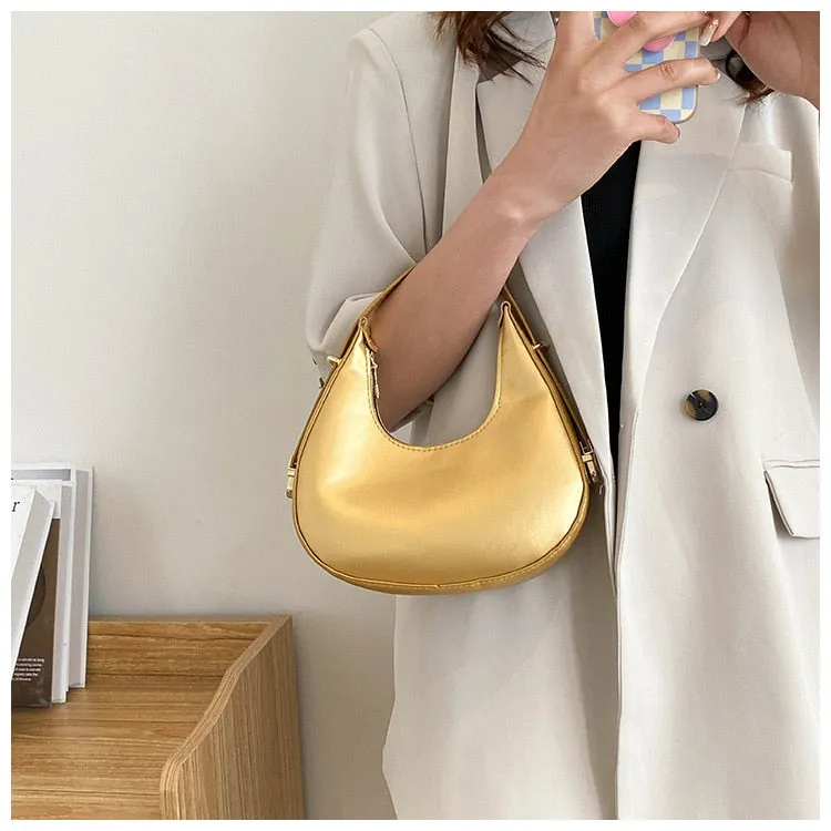 Darianrojas PU Leather Women Luxury Designer Handbag Purses Fashion Vintage  Double Zipper Half Moon Crescent Hobos Shoulder Bags