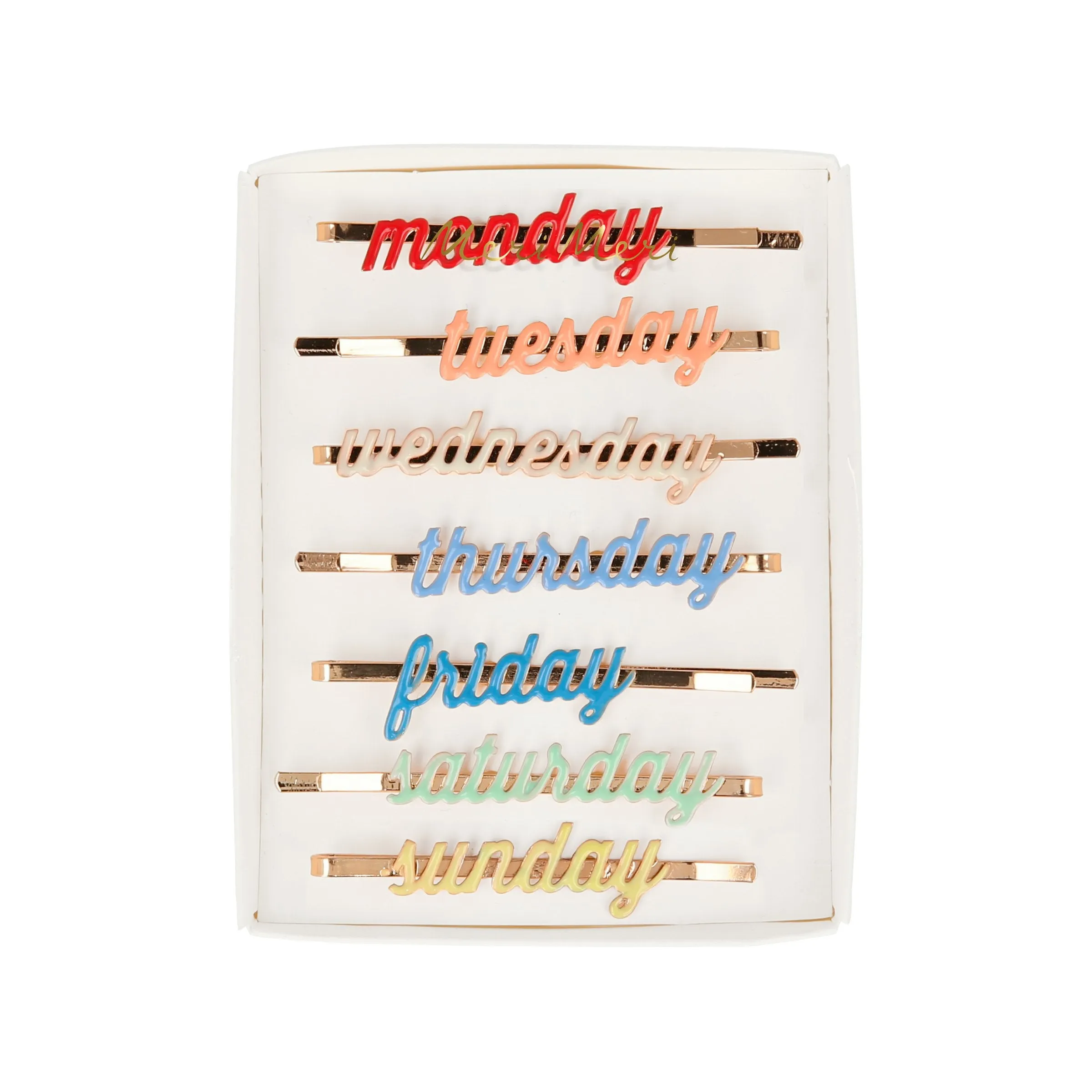 Enamel Week Day Hair Slides (x 7)