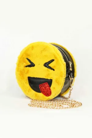 Girls Emoji Faux Fur Cross Body Bag