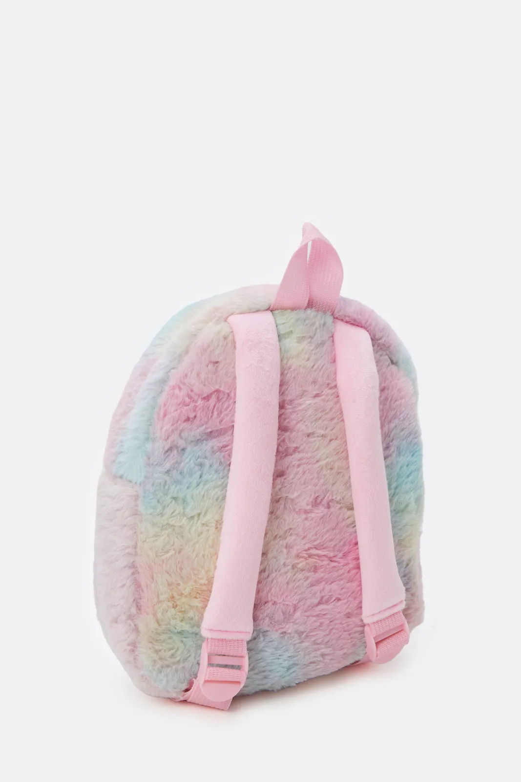 Girls Pink Faux Fur Backpack