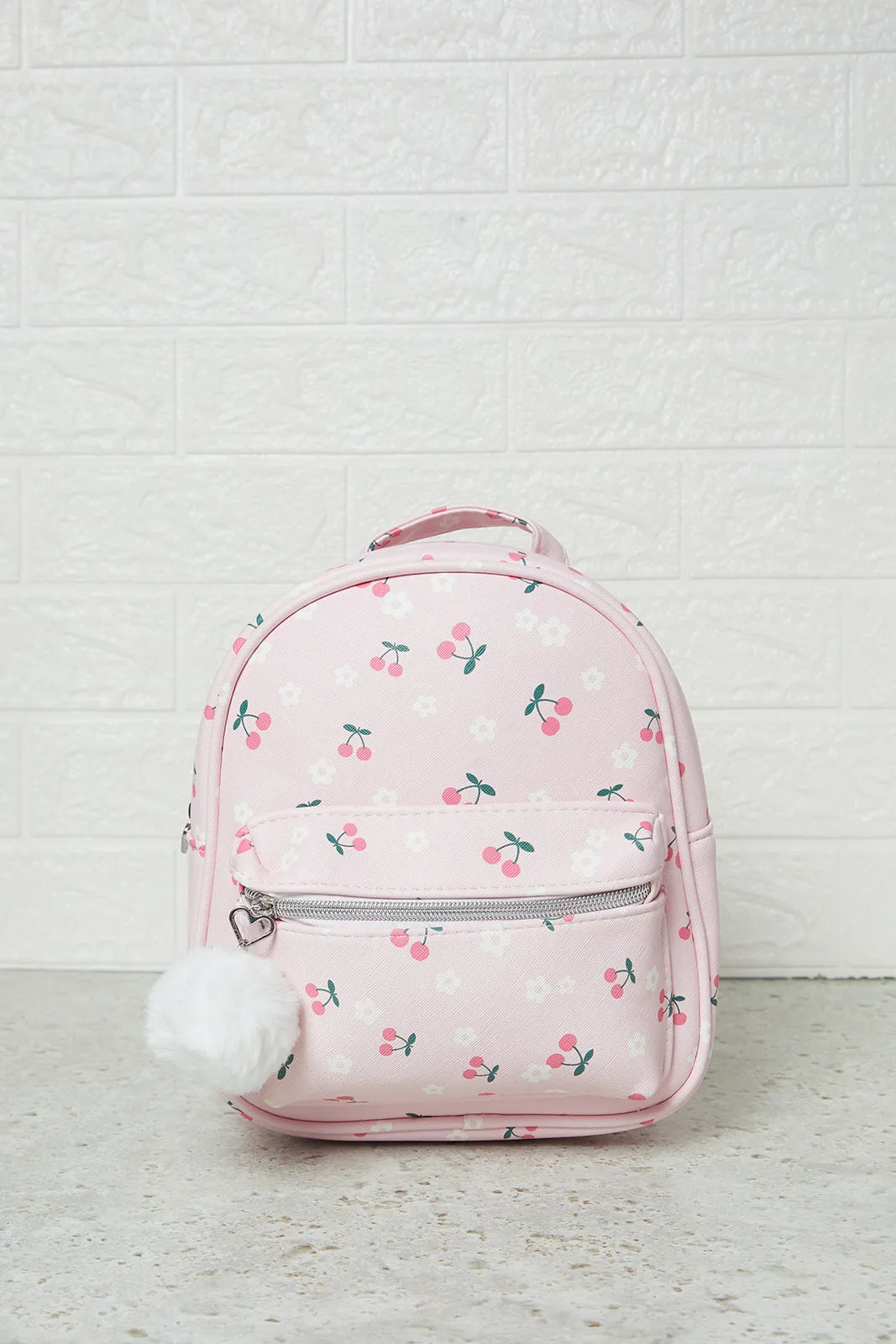 Girls Pink Printed Backpack