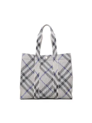 Grey Vintage Check Tote Bag