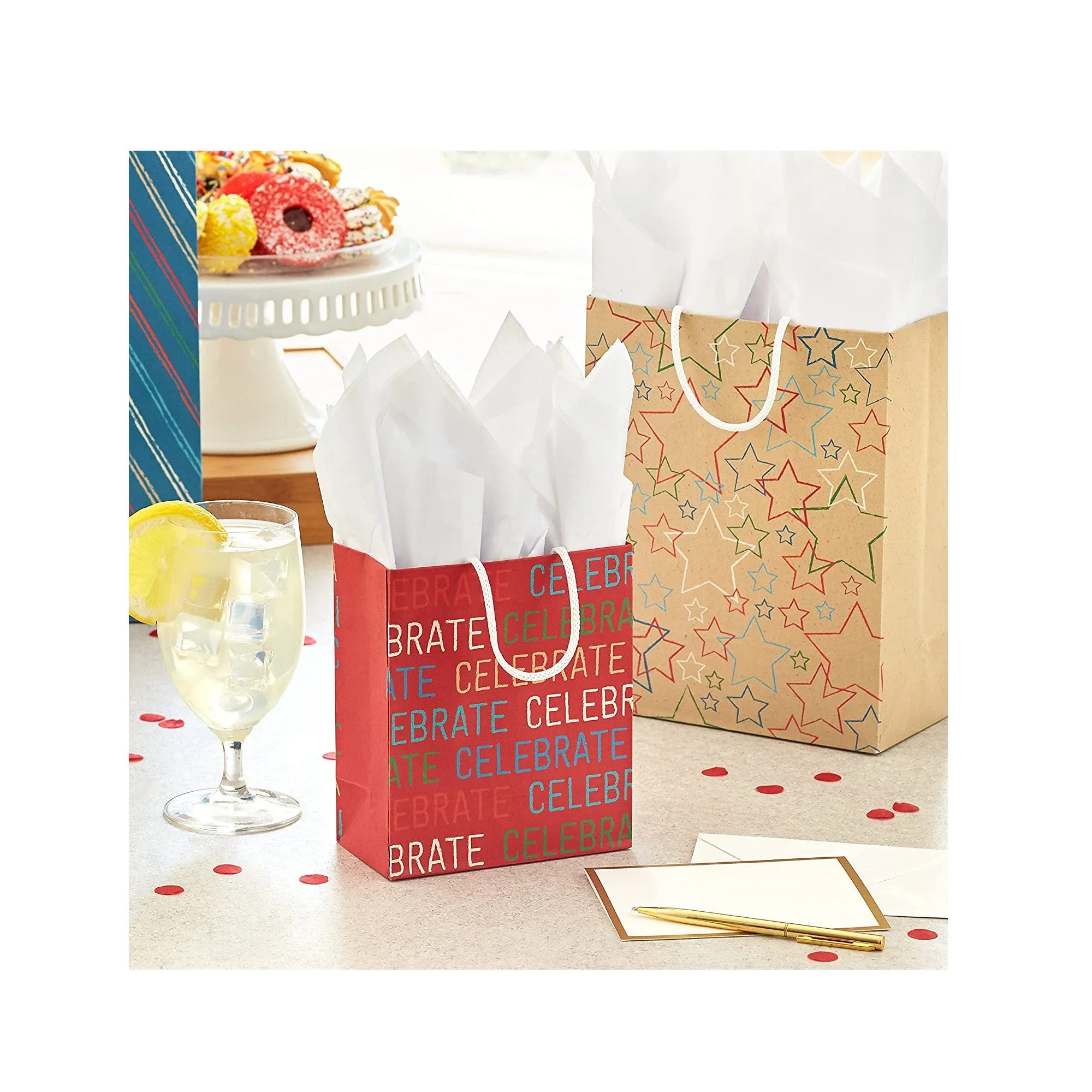 Hallmark Recyclable Gift Bag Assortment | 8 Bags 3 Small 6", 3 Medium 9", 2 Large 13" | Celebrate