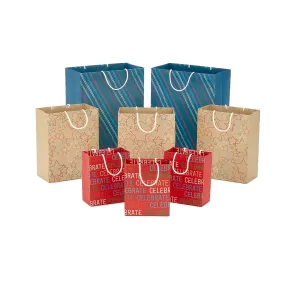 Hallmark Recyclable Gift Bag Assortment | 8 Bags 3 Small 6", 3 Medium 9", 2 Large 13" | Celebrate