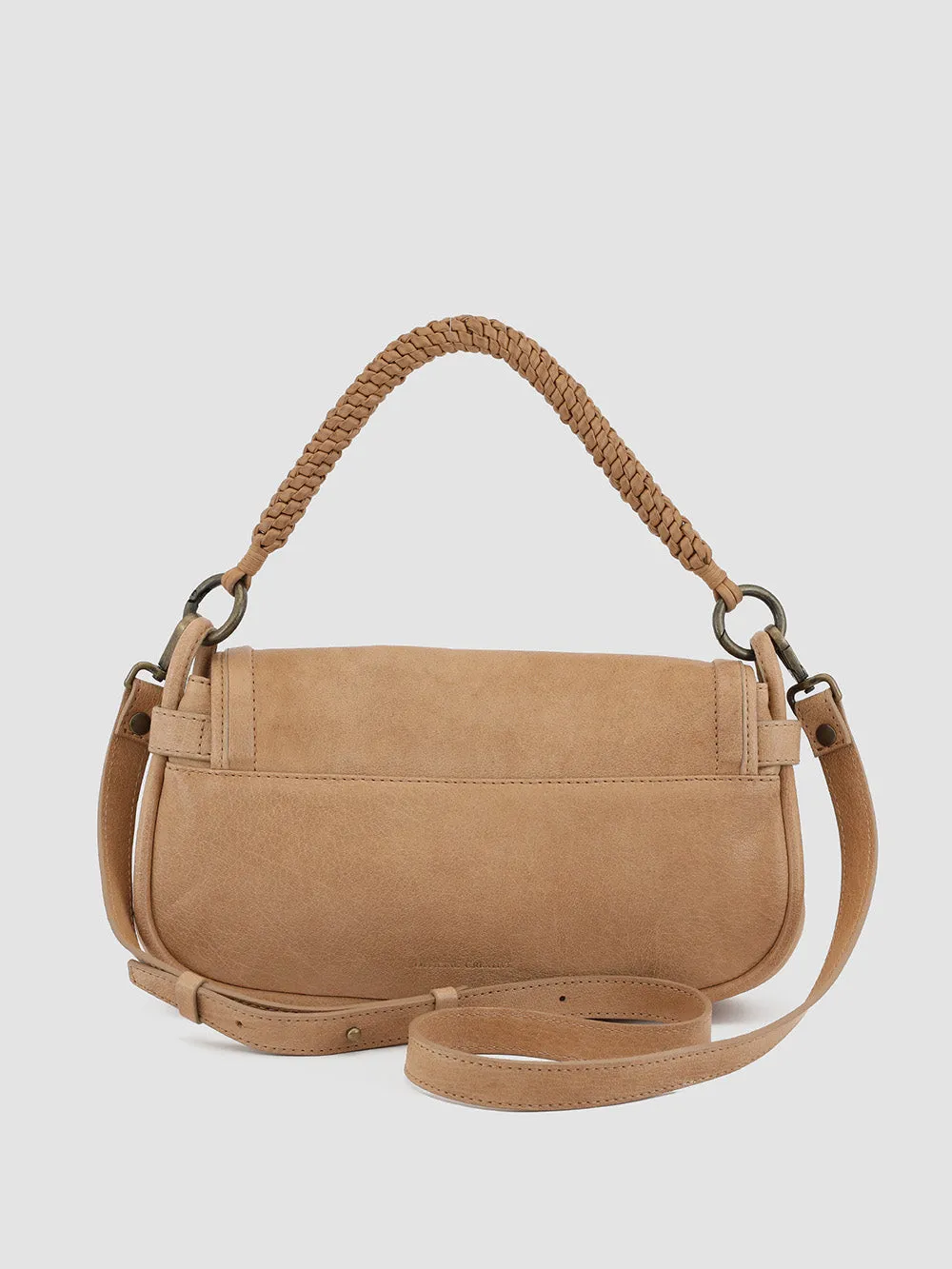 HOLES WOVEN 03 - Taupe Leather Handle Bag