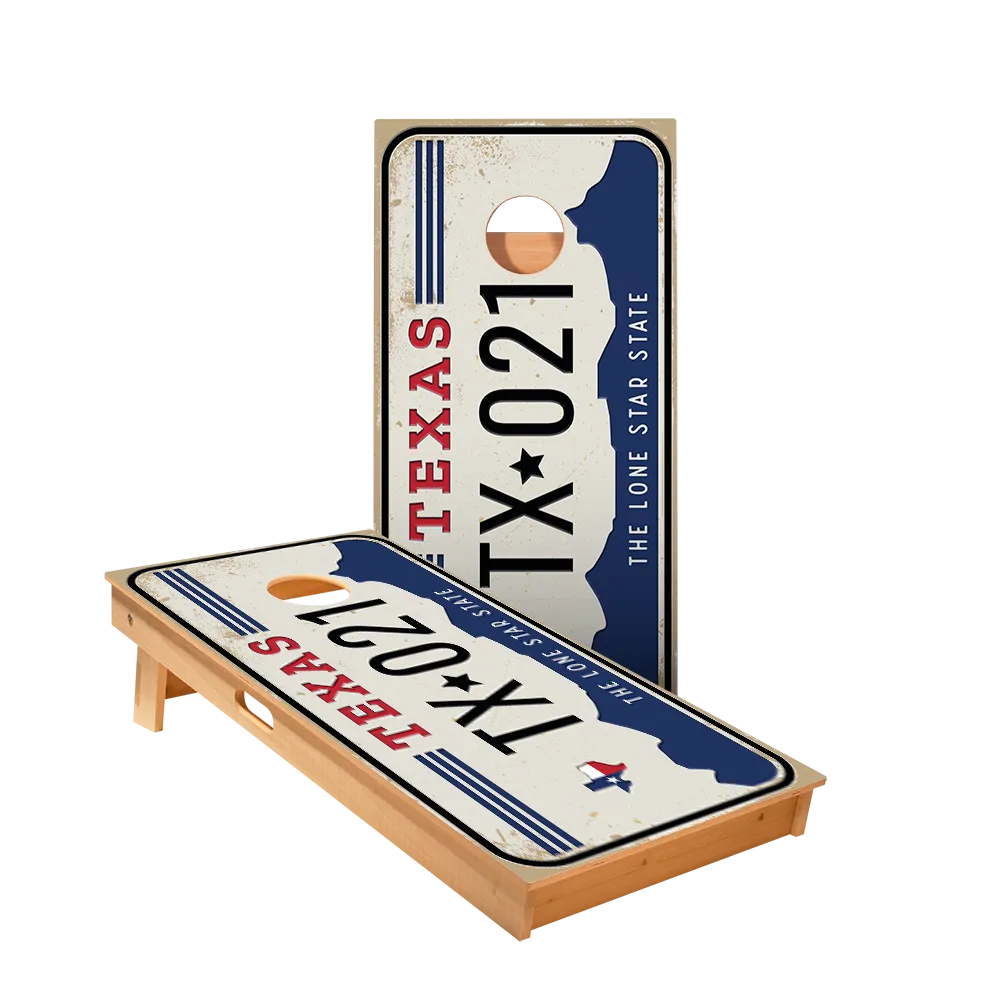 Home State License Plate Texas Star Cornhole Boards