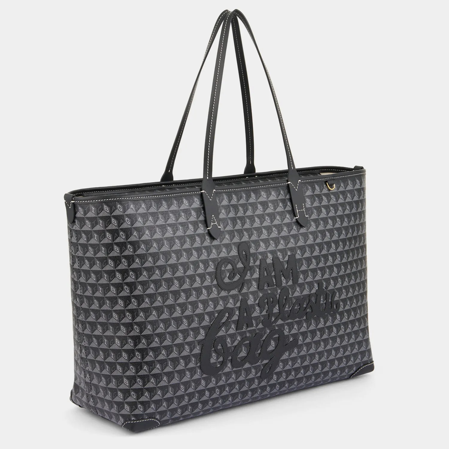 I Am A Plastic Bag Zipped Motif Tote