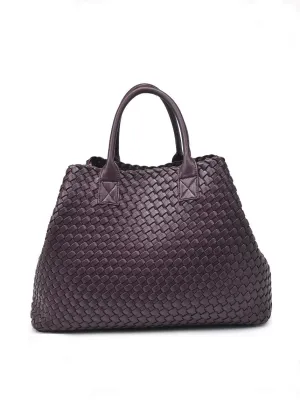 Ithaca Woven Vegan Leather Tote - Espresso