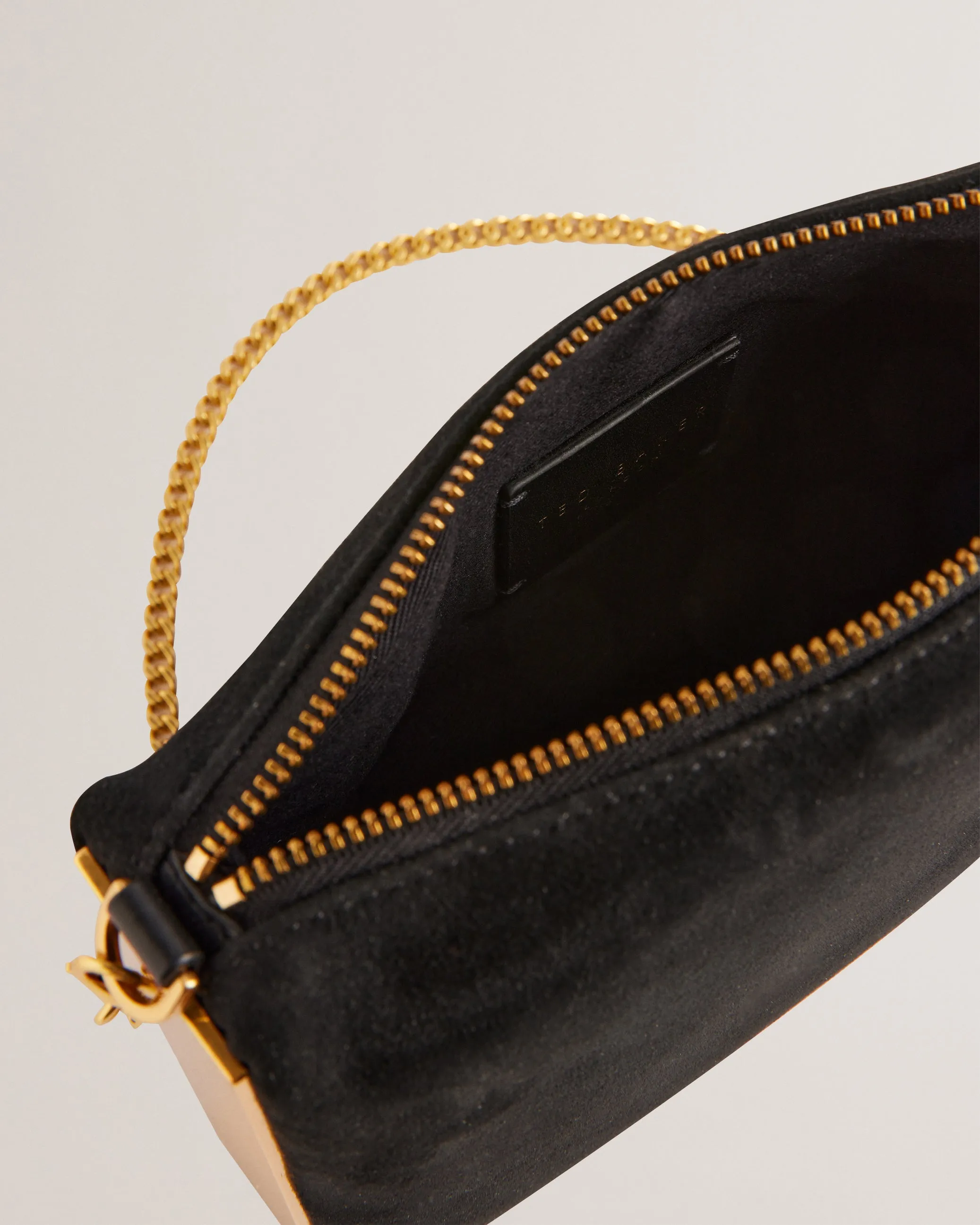 Jeiner Bar Detail Suede Crossbody Clutch Bag Black