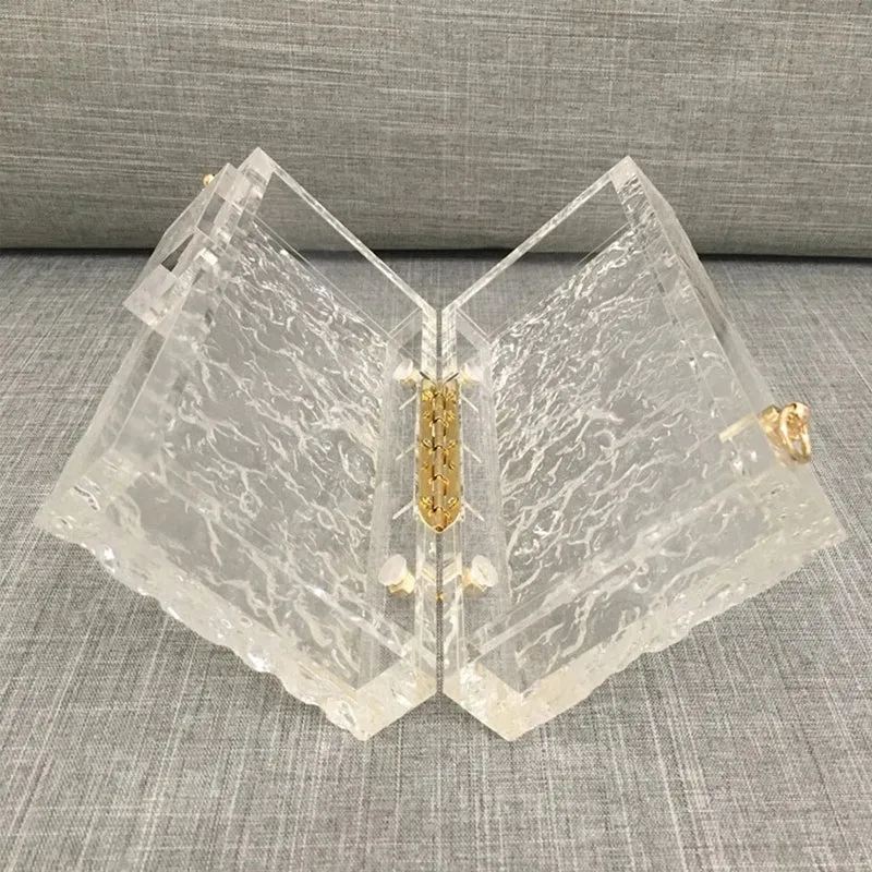 Luxy Moon Clear Ice Pattern Acrylic Box Evening Bag Transparent Clutch Purses