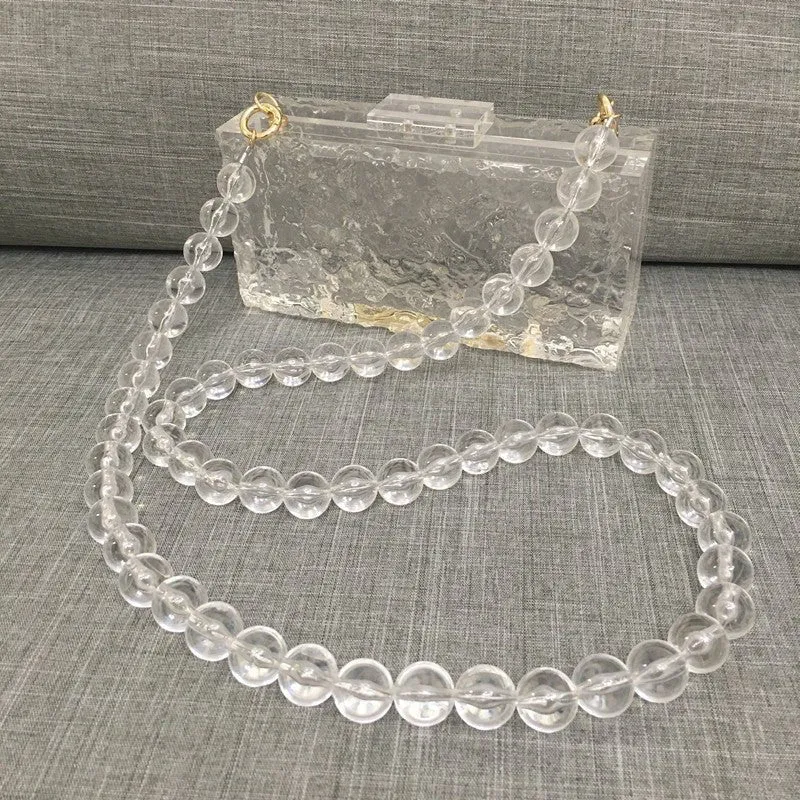 Luxy Moon Clear Ice Pattern Acrylic Box Evening Bag Transparent Clutch Purses