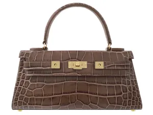 Maya East West Orinoco 'Croc' Print Calf Leather Handbag - Taupe