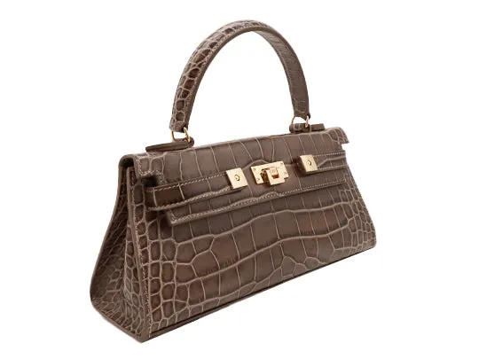 Maya East West Orinoco 'Croc' Print Calf Leather Handbag - Taupe