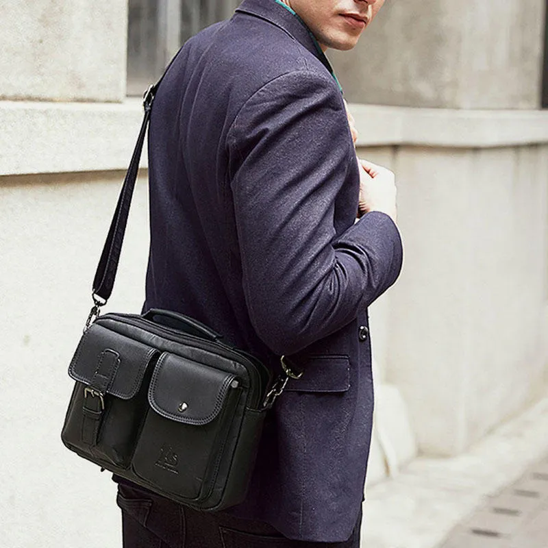 Men Genuine Leather Vintage Business Bag Crossbody Bag Handbag For Work