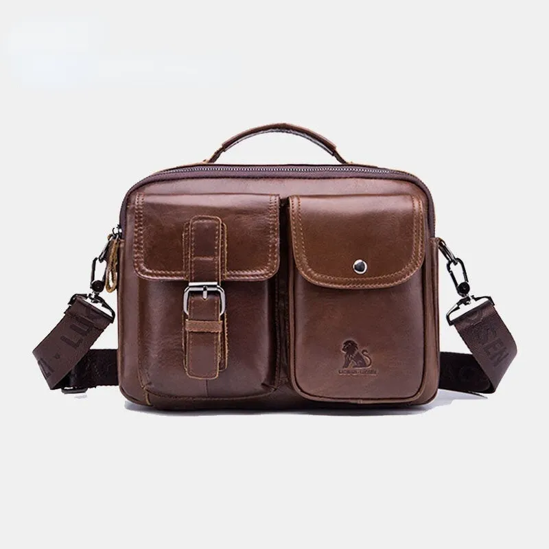 Men Genuine Leather Vintage Business Bag Crossbody Bag Handbag For Work