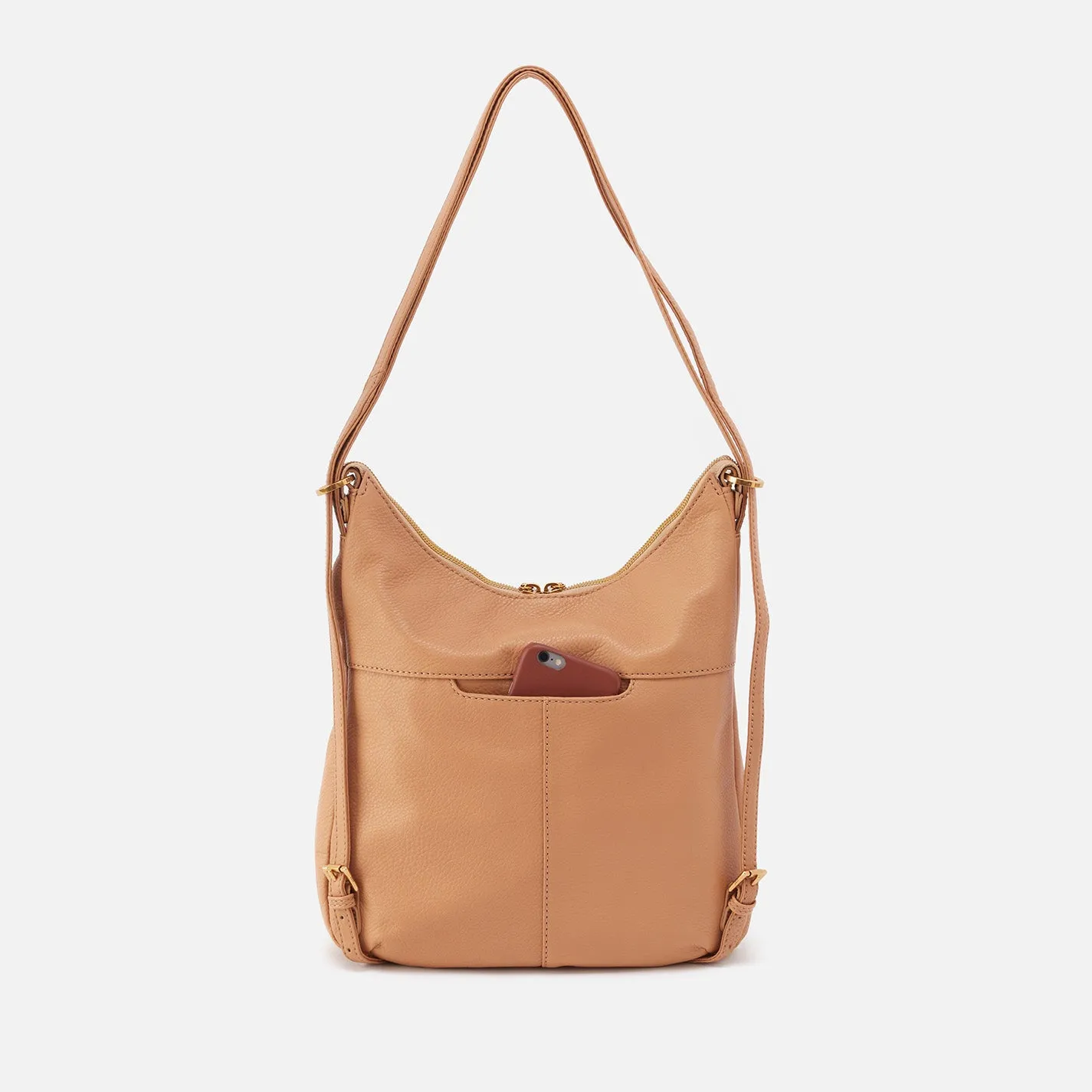 Merrin Convertible Backpack In Pebbled Leather - Sandstorm